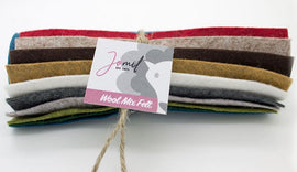 Wool Mix Handicraft Felt Square 6 x 6 inches Mixed Forrest pack of 10 squares