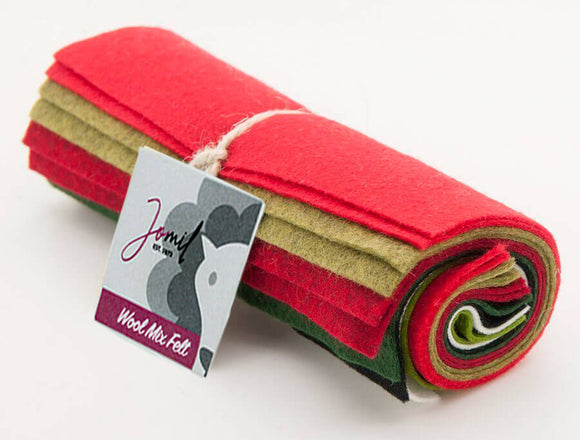 Wool Mix Handicraft Felt Squares FR2 6 x 6 inches Mixed pack of 10 squares