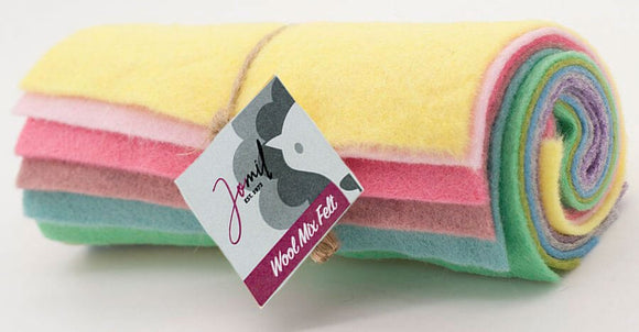 Wool Mix Fr7 Felt Roll 6 x 6 inches square mixed pack of 10 sheets