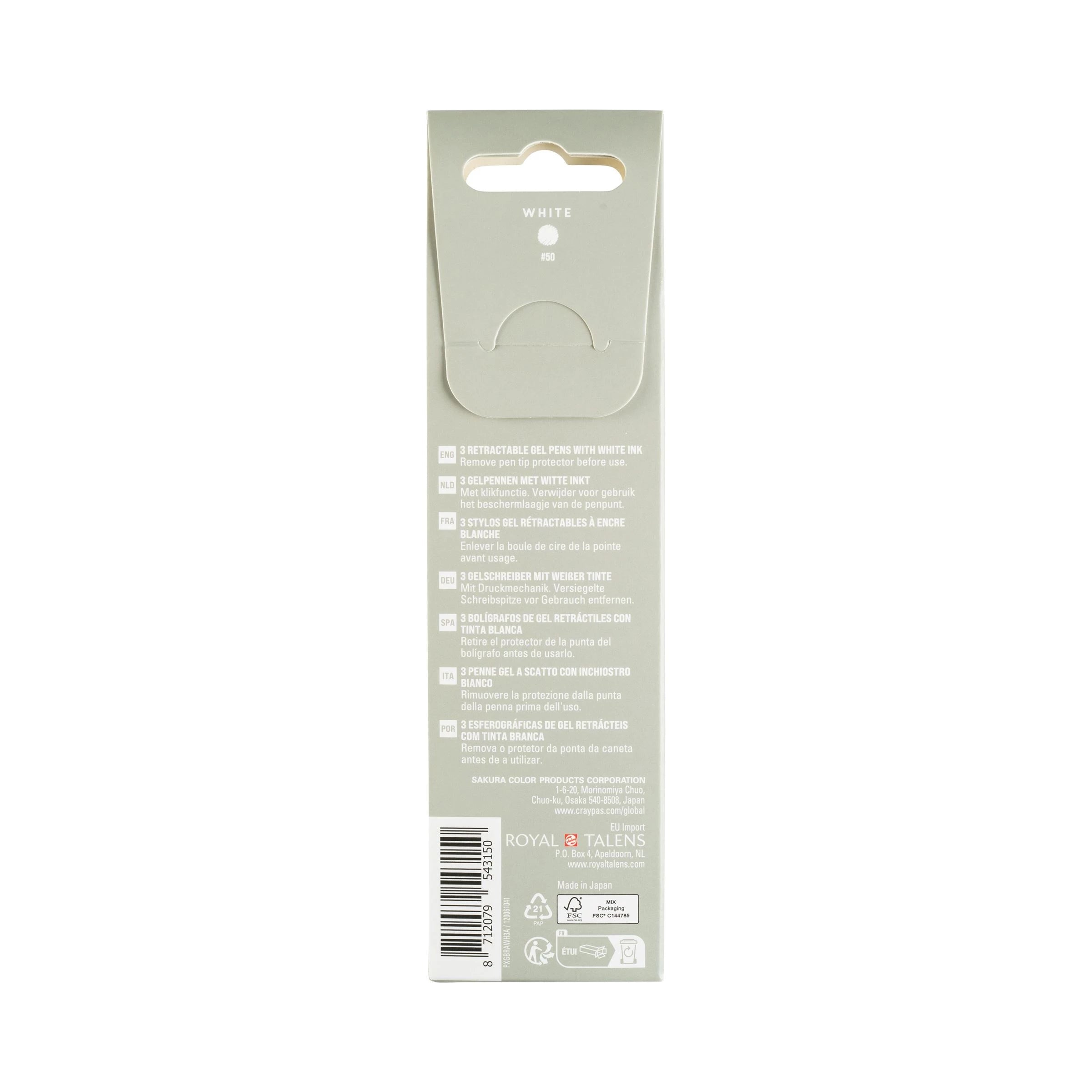 NEW Retractable Sakura Set of 3 Gelly Roll White Pens