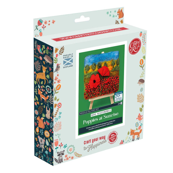 Crafty Kit Company Paint with Wool - Mini Masterpiece Poppies at Sunrise Needle felting kit