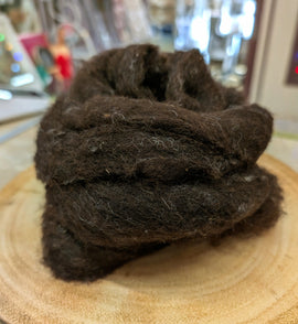 Carded Natural Jacob British Wool Sliver Colour Mottled Mottled Dark Brown 50g e