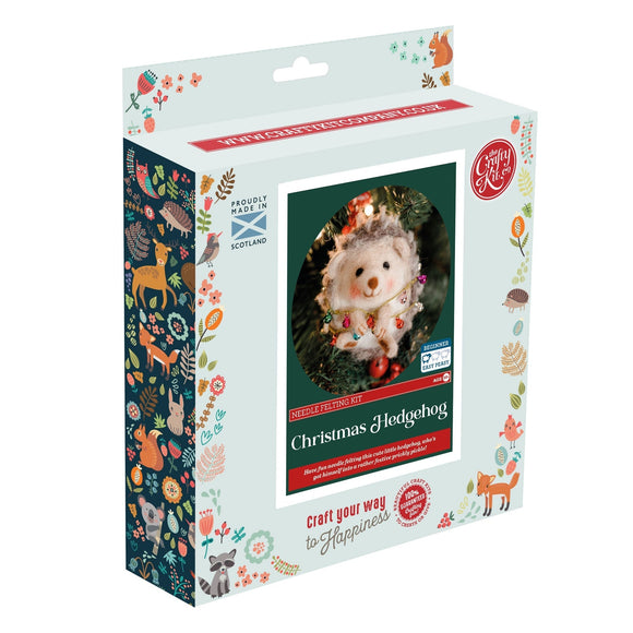 The Crafty Kit Company Christmas Hedgehog Needle Felting Craft Kit