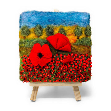 Crafty Kit Company Paint with Wool - Mini Masterpiece Poppies at Sunrise Needle felting kit