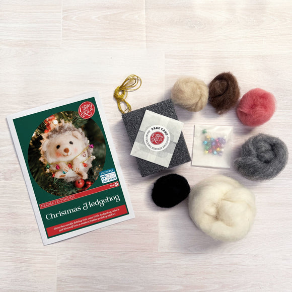 The Crafty Kit Company Christmas Hedgehog Needle Felting Craft Kit