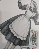 Illustration of a character in a dress with playing cards on a white background by Angela Park