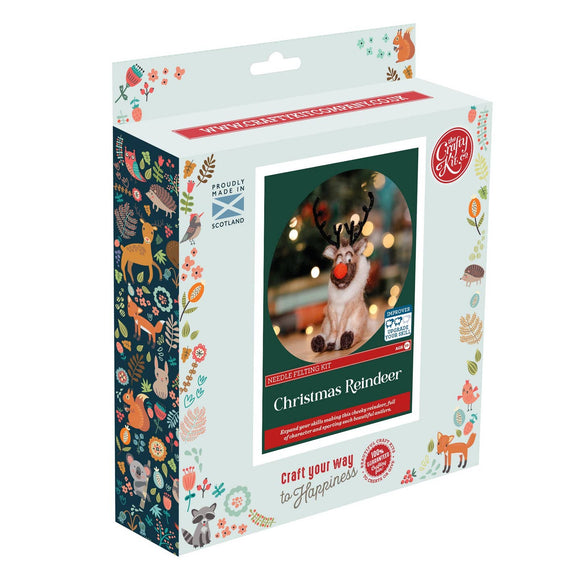 The Crafty Kit Company Christmas Reindeer Needle Felting Craft Kit