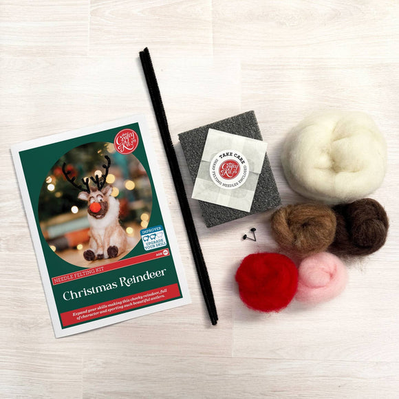 The Crafty Kit Company Christmas Reindeer Needle Felting Craft Kit