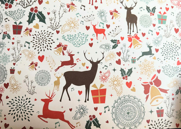 Christmas Deer Patterned Card – A4, 280gsm, 10 Sheets