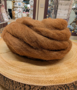 Carded Corriedale Wool Sliver Colour Sienna 50g e
