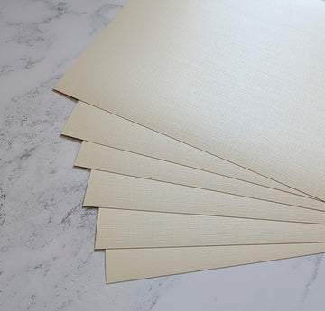 A4 Embossed Linen textured Pearlescent Card 250 gsm - Cream x 10 sheets