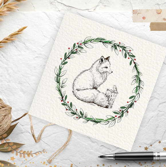 Winter Fox Print by Angela Park - Greetings Card & Envelope