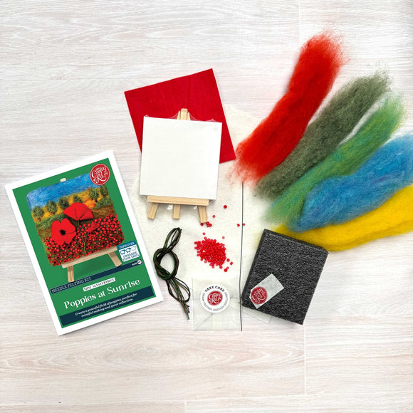 Crafty Kit Company Paint with Wool - Mini Masterpiece Poppies at Sunrise Needle felting kit