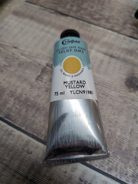 Cranfield Caligo Safe Wash Relief Printing Ink Mustard Yellow 75g tube - 0