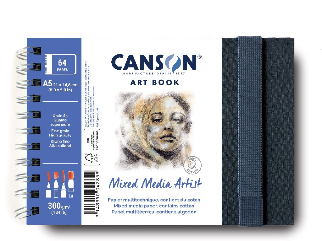 Canson Mixed Media Spiral Bound Artist Pad A5 300gsm