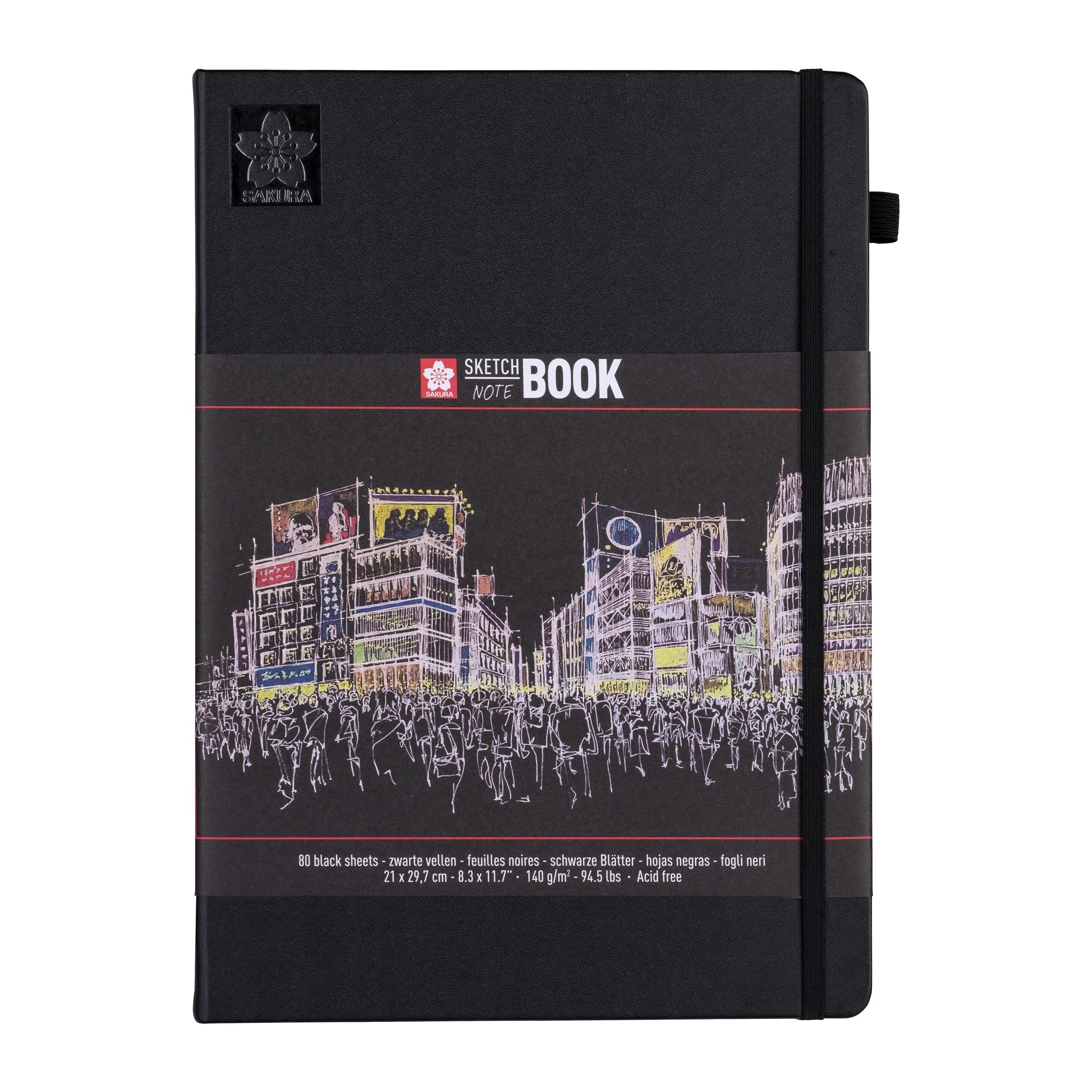 Sakura Sketchbook Black 140gsm, A4  (21 x 29.7 cm) x 80sheets 