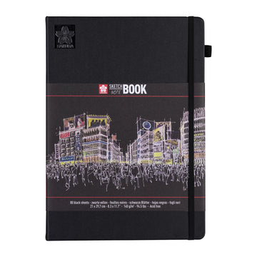Sakura Sketchbook Black 140gsm, A4  (21 x 29.7 cm) x 80sheets 