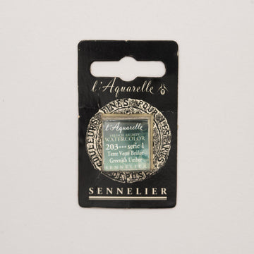 Sennelier L'Aquarelle Watercolour Paint Half Pan - Greenish Umber