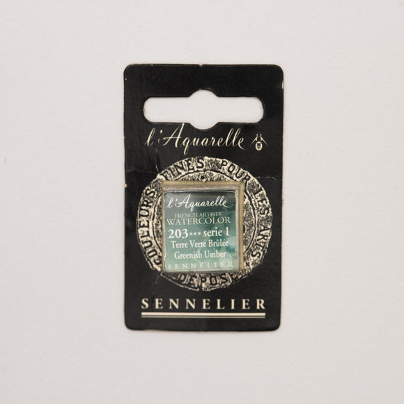 Sennelier L'Aquarelle Watercolour Paint Half Pan - Greenish Umber