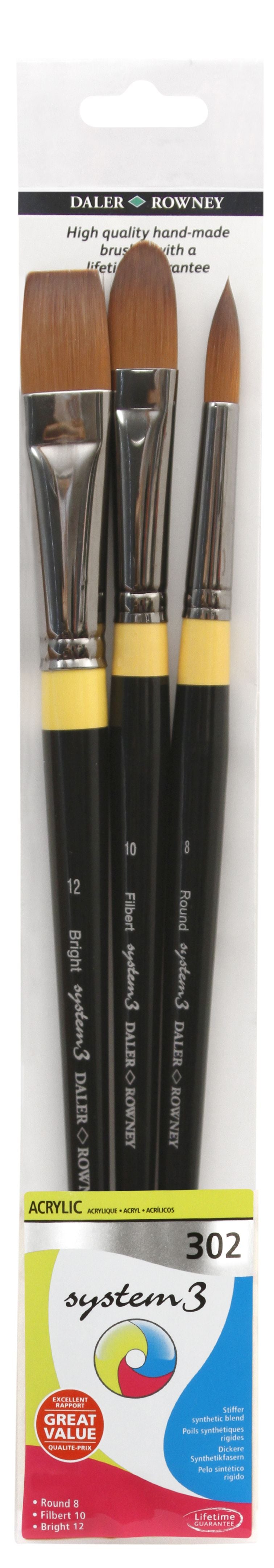 Daler Rowney System 3 Acrylic Brush Set 302