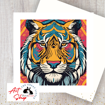 Cool Tiger Greetings Card & Envelope brightly coloured art