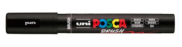NEW UNI POSCA BRUSH MARKER PENS PC-5BR MEDIUM - COLOUR - BLACK