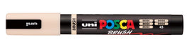 Uni Posca brush marker with colorful branding on a white background
