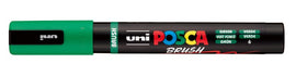 Uni Posca brush marker with green cap on a white background