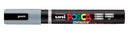Uni Posca brush marker with colorful branding on a white background