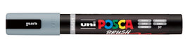 Uni Posca brush marker with colorful branding on a white background