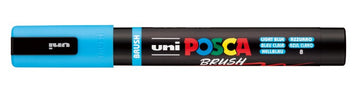 Uni Posca brush marker with blue cap on a white background