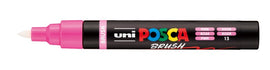 Uni Posca brush marker with pink cap on a white background