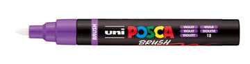 Uni Posca brush marker with purple cap on a white background