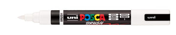 uni POSCA brush marker with black body and colorful accents on a white background