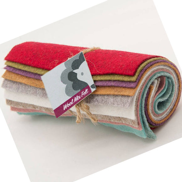 Wool Mix Handicraft Felt Square 6 x 6 inches Mixed Winter pack of 10 squares