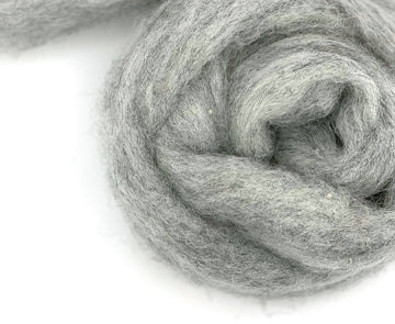 Carded Corriedale Wool Sliver Colour Drizzle Grey