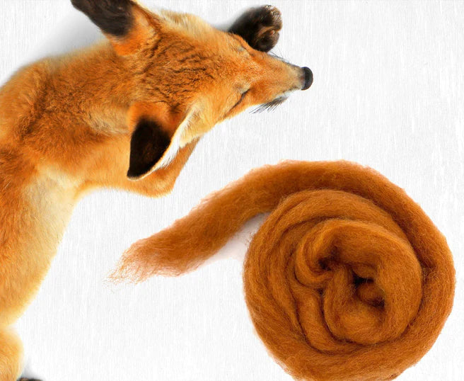 Carded Corriedale Wool - Fluffy Fox 50g e
