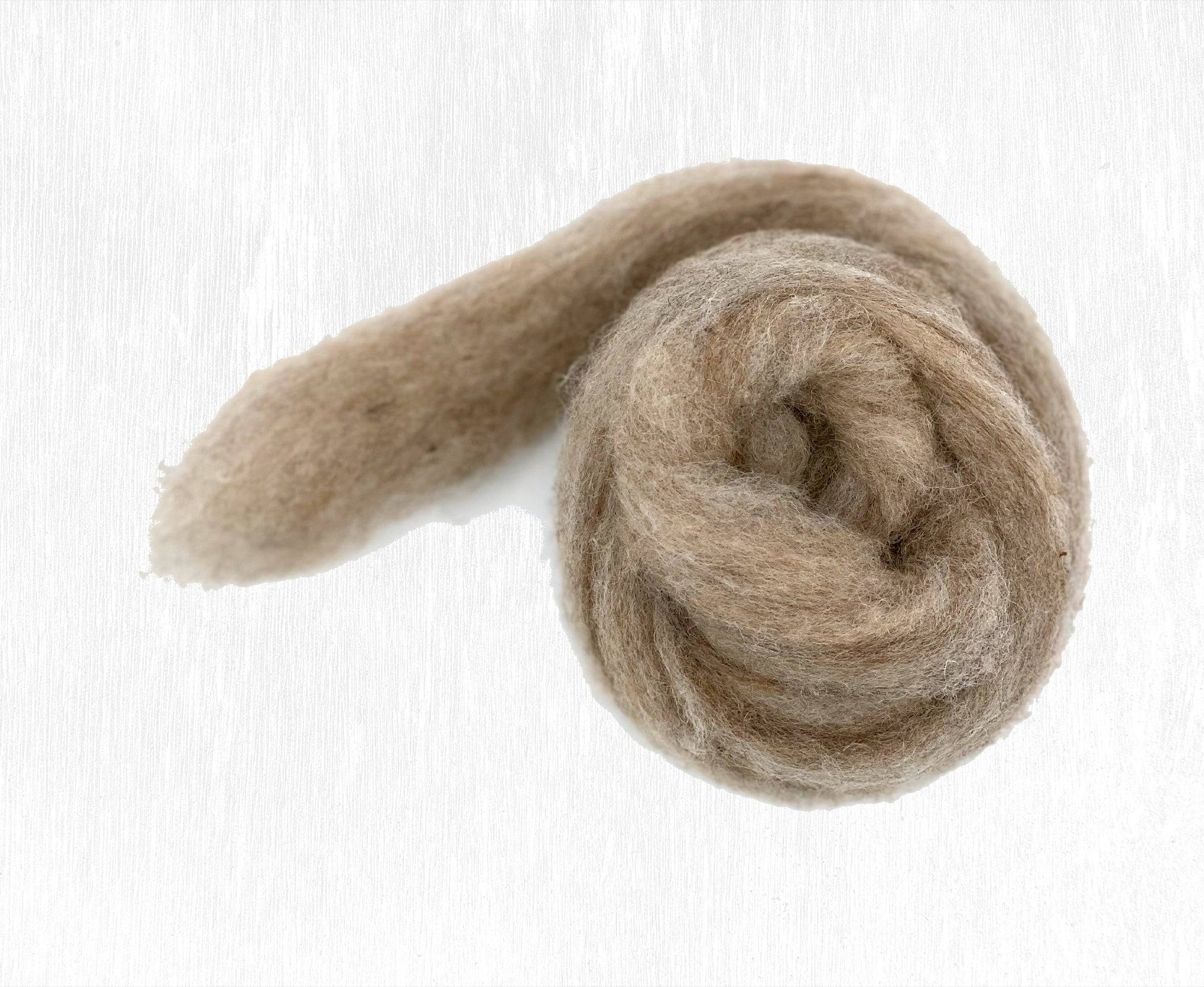 Carded Corriedale Wool Sliver Colour Rabbit