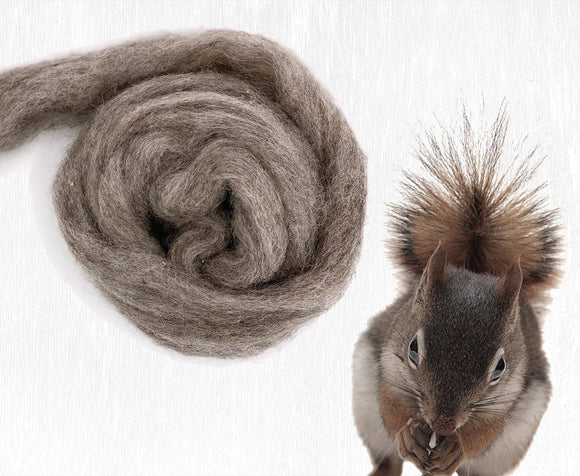 Carded Corriedale Wool Sliver Squirrel 50g e