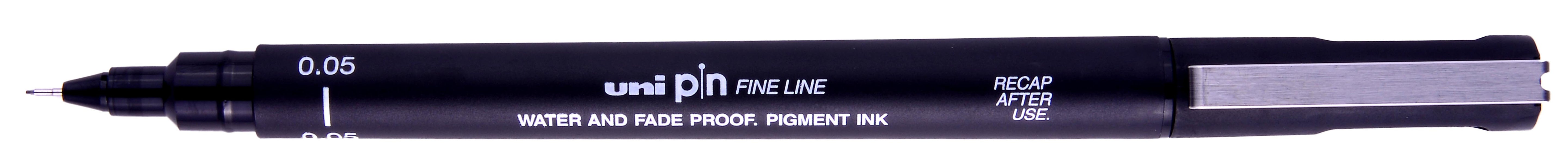 Uni Pin Fine Line Black Waterproof Drawing Pen 0.05mm creates an extra fine line