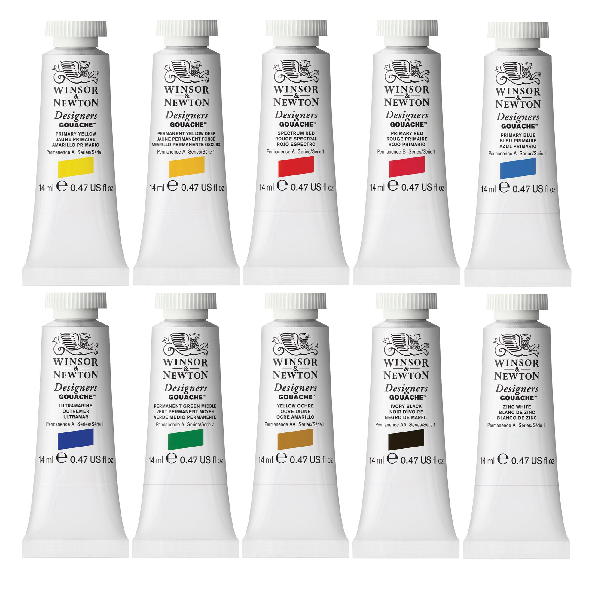 Winsor & Newton Designers Gouache introductory colour set of 10 x 14mls