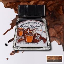 WINSOR & NEWTON : Drawing Ink : Bottle Ink 14 mls : Peat Brown