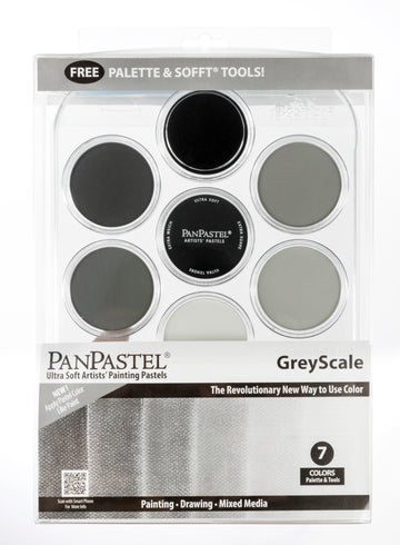 PanPastel 30079 Greyscale Palette Set 7 Pans, Sofft Tools & Tray