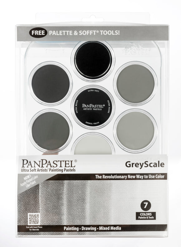 PanPastel 30079 Greyscale Palette Set 7 Pans, Sofft Tools & Tray