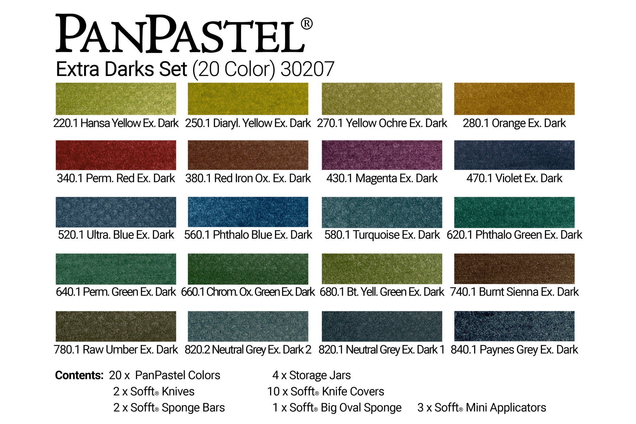 PanPastel 30207  Colour Set of 20 Pans Extra Dark