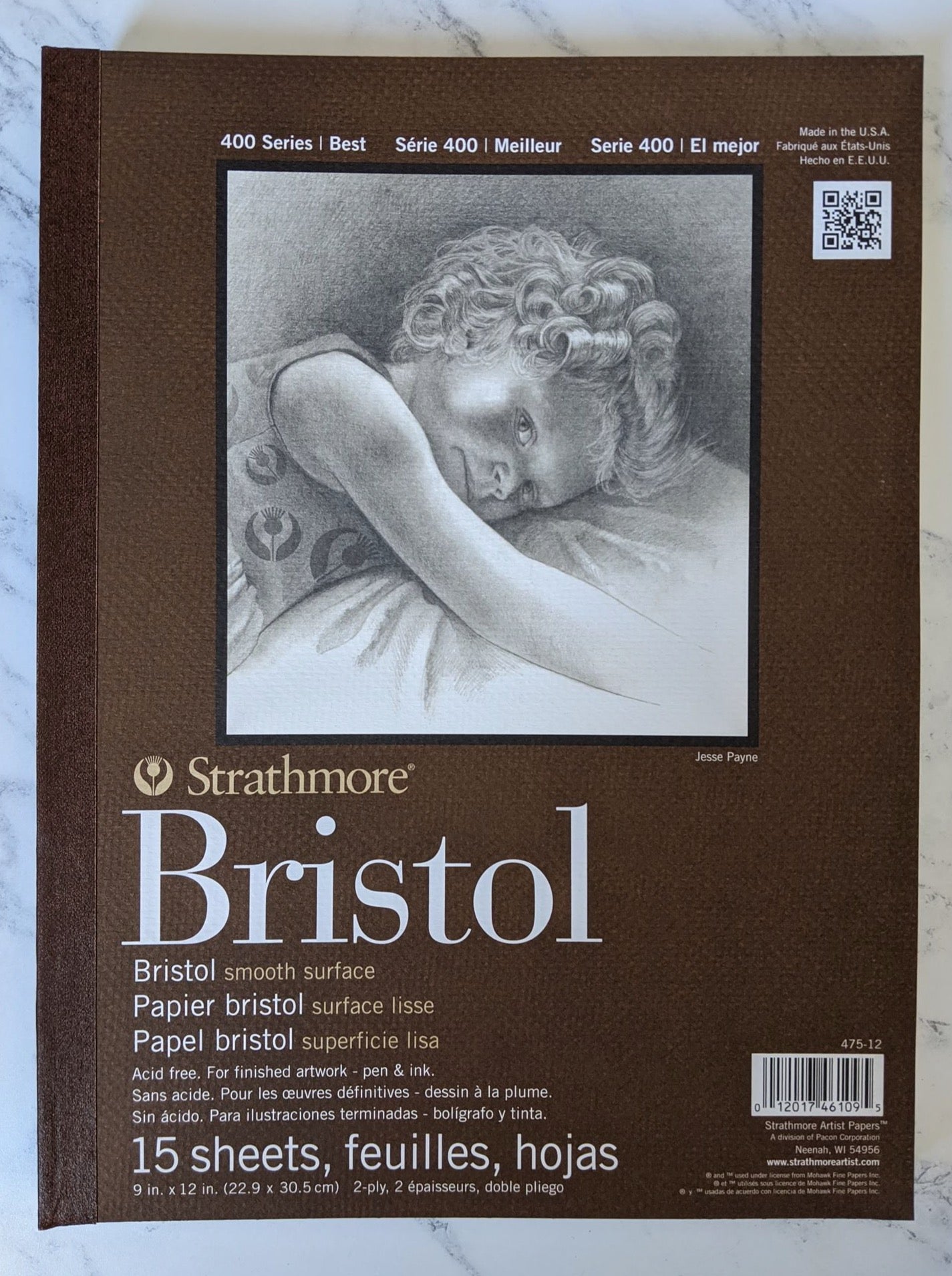 Strathmore 400 Series: Bristol Paper Pad  9X12" (22.86 x 30.48cm) 15 sheets smooth
