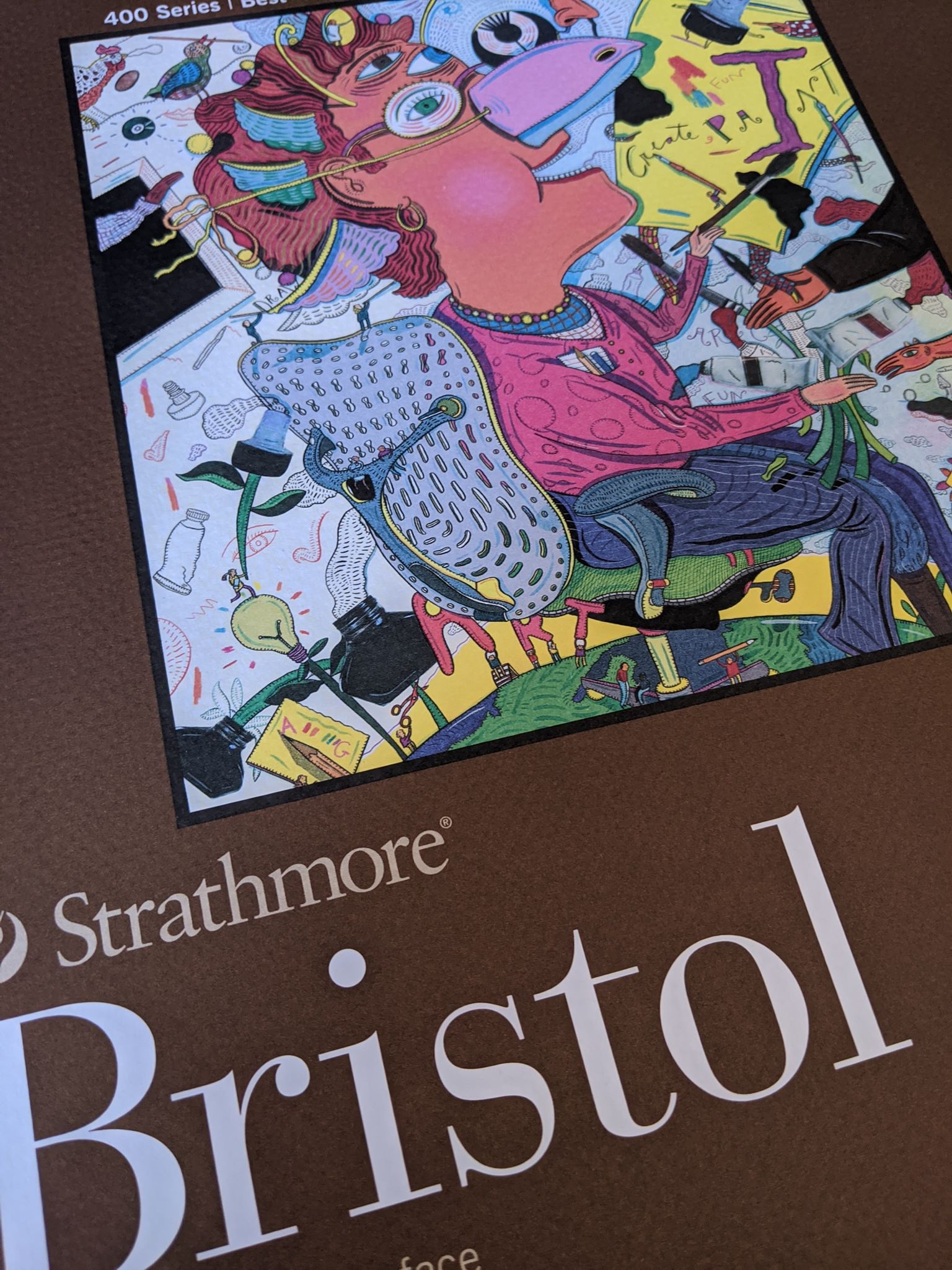 Strathmore 300 Series Bristol Paper Pad, Smooth, Tape Bound,  9x12 inches, 20 Sheets (100lb/270g) - Artist Paper for Adults and Students  - Markers, Pen and Ink