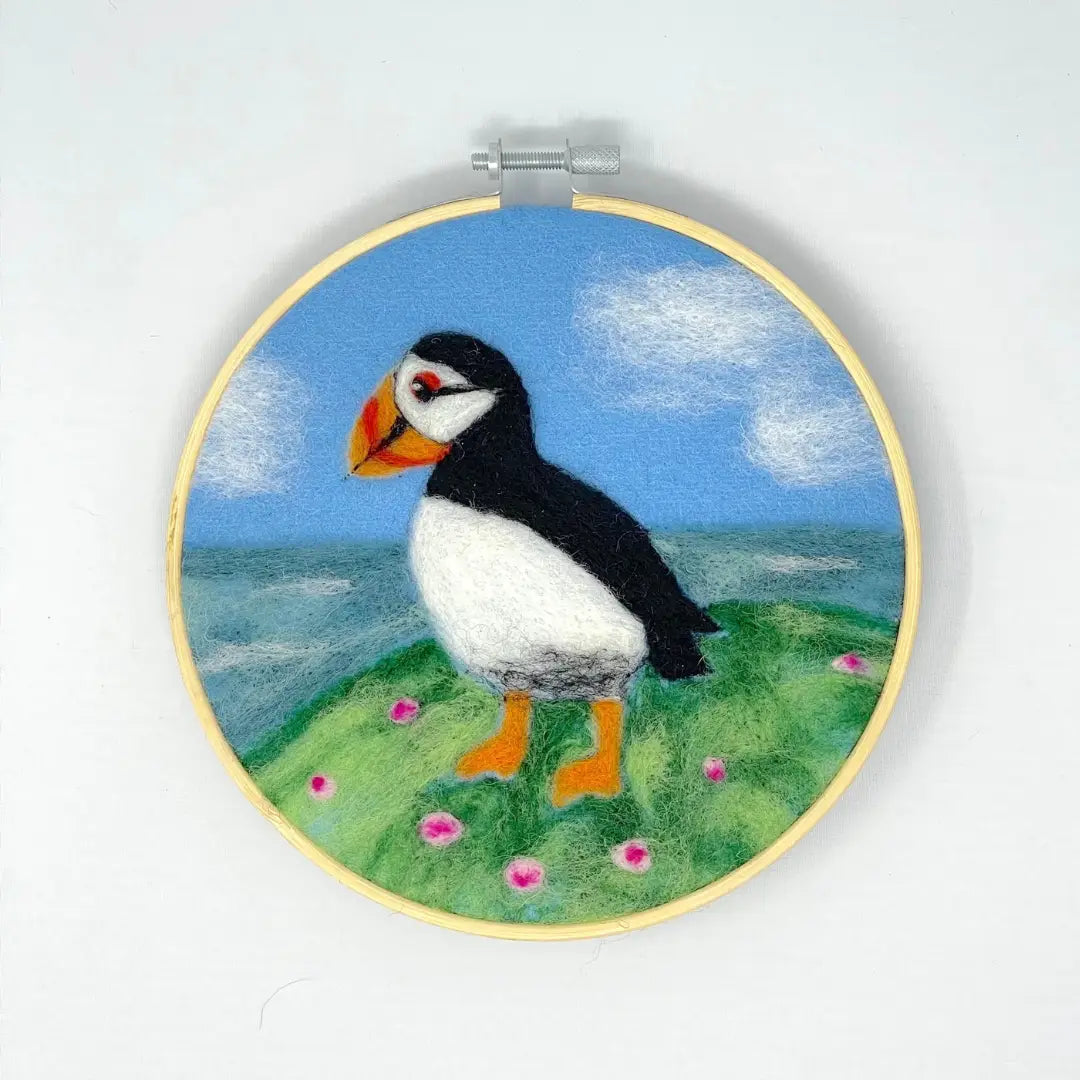 Puffin in a Hoop Needle Felting Craft Kit