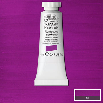 Winsor & Newton Designers Gouache paint 14 mls Brilliant Violet is a dark purple colour. It is an opaque pigment with strong tinting qualities.