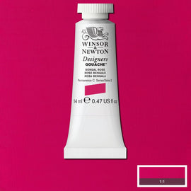 Winsor & Newton Designers Gouache paint 14 mls Bengal Rose is a bright magenta rose colour. It is a semi-opaque gouache.
